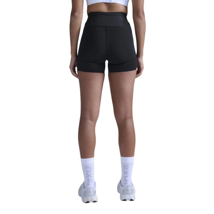 2XU Aero Mesh Hi-Rise Womens 4 Inch Compression Shorts - Black/Silver Reflective