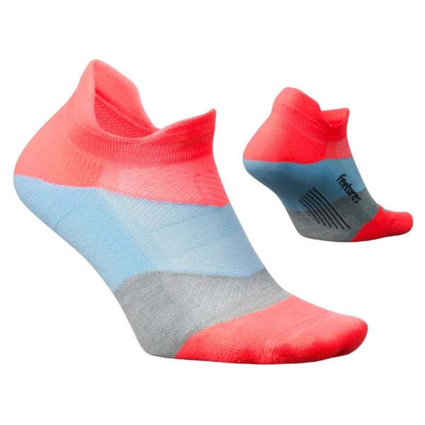 Feetures Elite Light Cushion No Show Tab Running Socks - Climb Coral