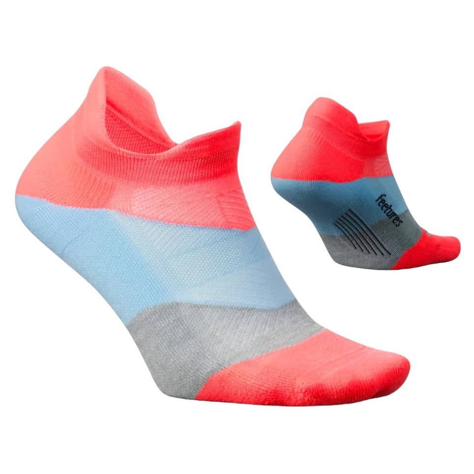 Feetures Elite Light Cushion No Show Tab Running Socks - Climb Coral