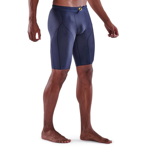 Skins Series-5 Mens Compression Half Tights - Navy Blue