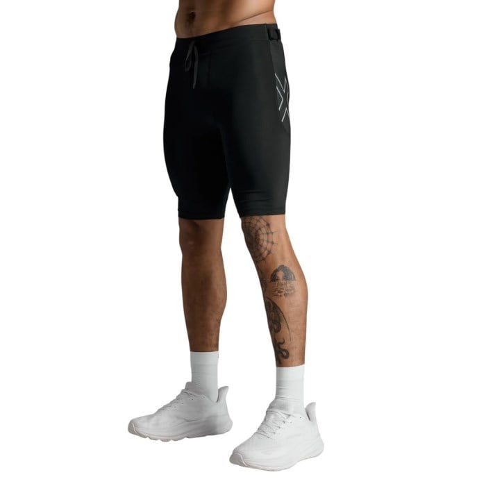 2XU Aero Mesh Mens Compression Shorts - Black/Silver Reflective
