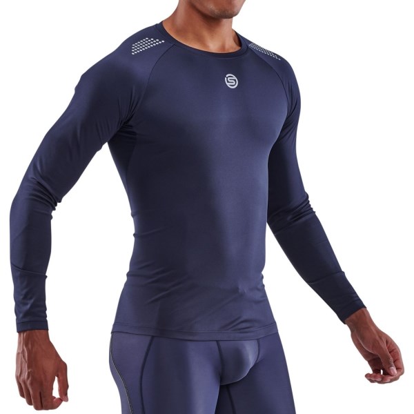 Skins Series-3 Mens Long Sleeve Training Top - Navy Blue