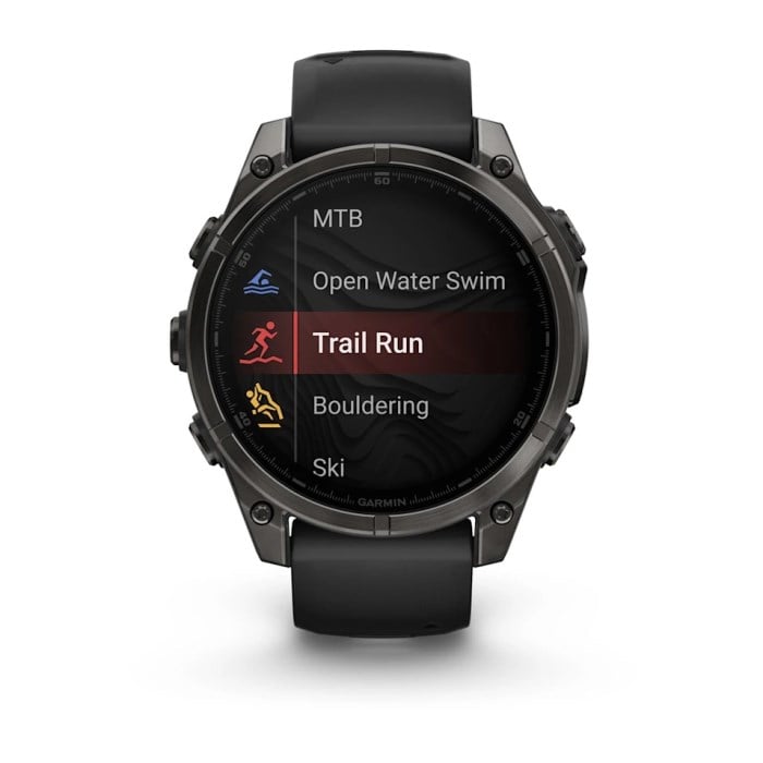 Garmin Fenix 8 47mm AMOLED Sapphire Edition Titanium Watch - Carbon Gray DLC Titanium with - Carbon Gray DLC Titanium with Black/Pebble Grey Silicone Band - image 4