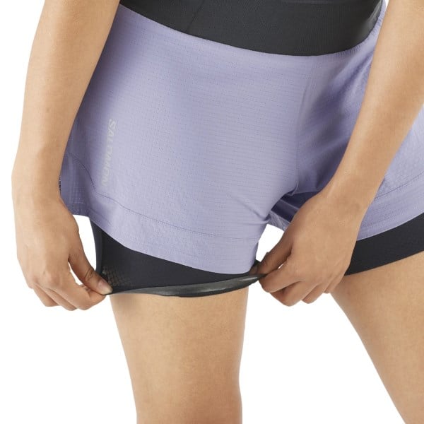 Salomon Aero 2-In-1 Womens Running Shorts - Blue Granite