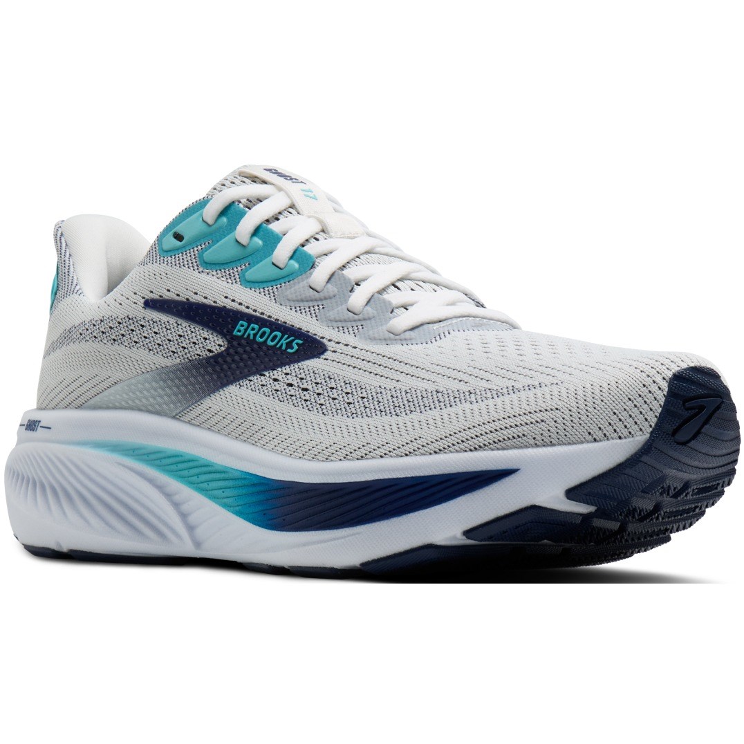 Brooks Ghost 17 - Mens Running Shoes - White/Beacon Blue/Ipane