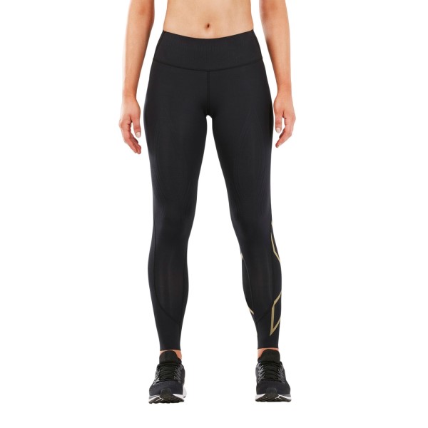 2XU MCS Force Cross Train Mid Rise Womens Compression Tights - Black/Gold