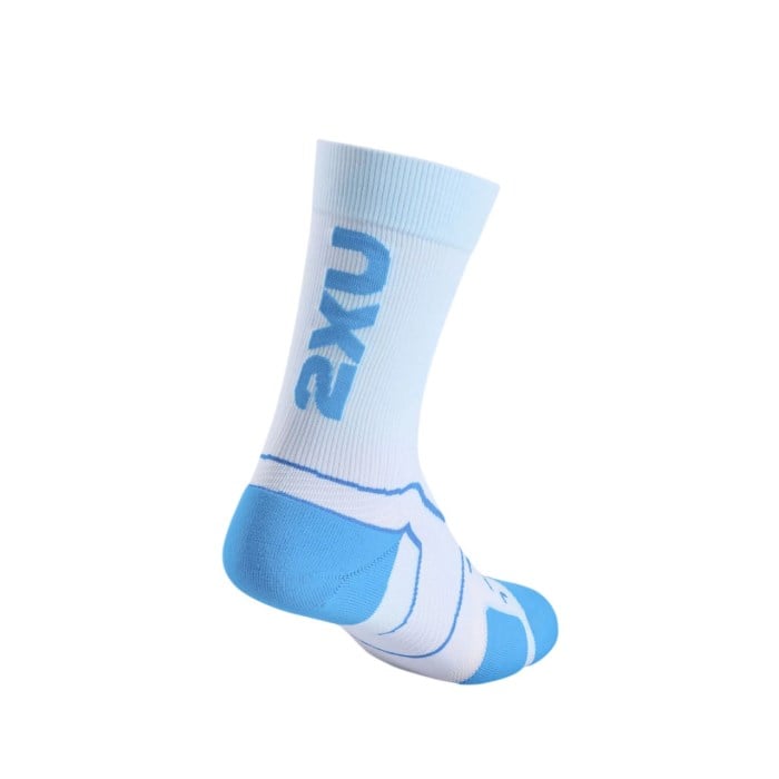 2XU Vectr Cushion Crew - Unisex Running Socks - Moonstone/Silverlake Blue
