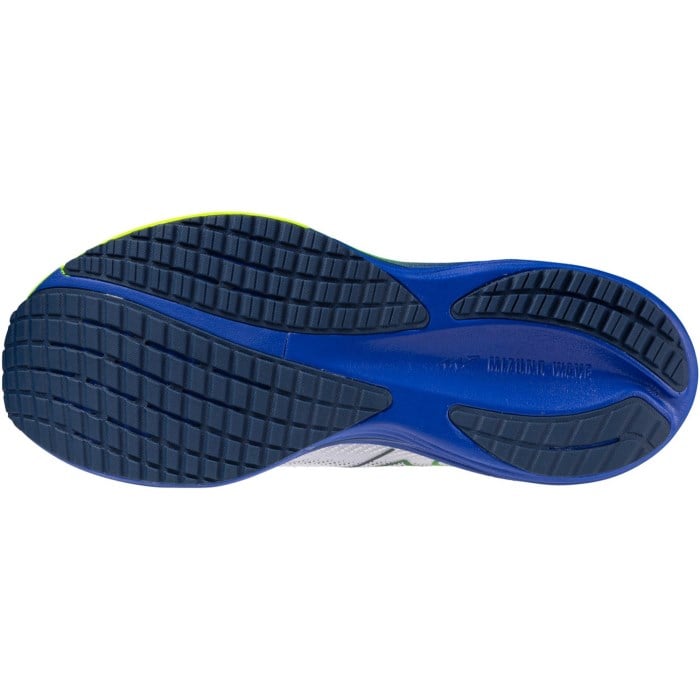 Mizuno Wave Rider 29 - Mens Running Shoes - White/Estate Blue/Lightning Yellow