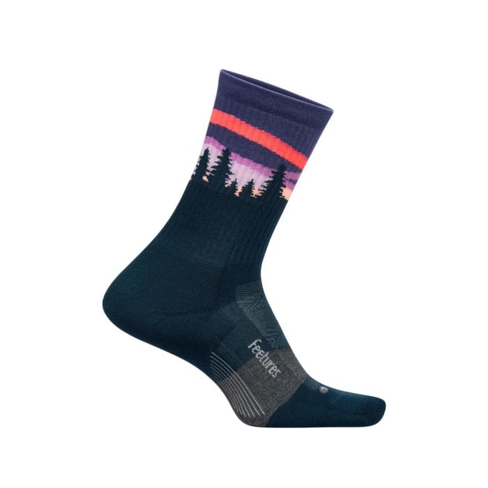 Feetures Trail Max Cushion Mini Crew Running Socks - Purple Aurora