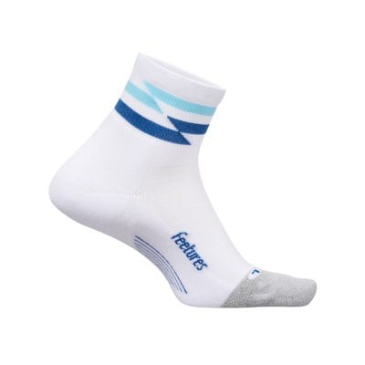 Feetures Elite Light Cushion Quarter Running Socks - White Track