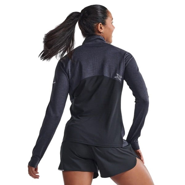 2XU Aero 1/2 Zip Womens Running Top - Black/Silver Reflective