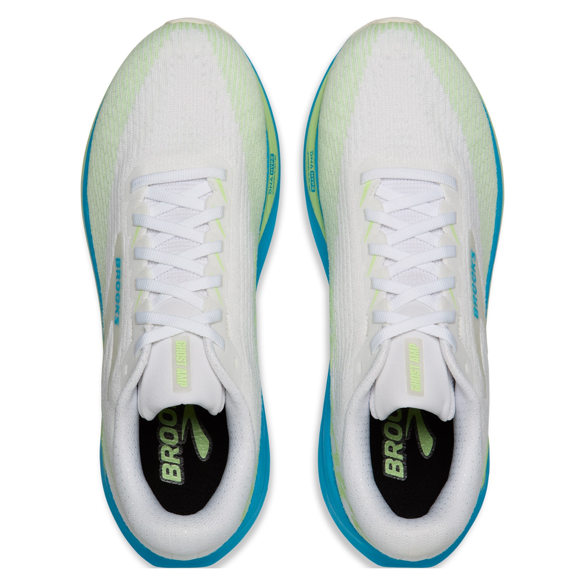Brooks Ghost Amp - Mens Running Shoes - White/Blue/Paradise Green - image 4