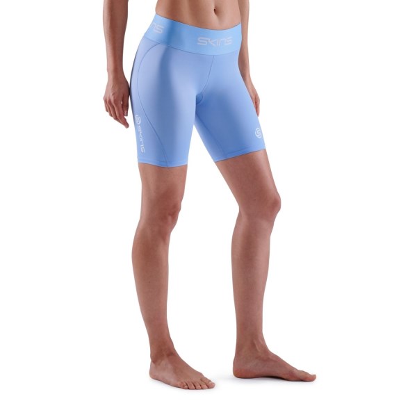 Skins Series-1 Womens Compression Half Tights - Sky Blue
