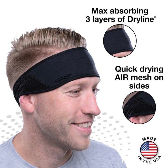 Halo II Air Mesh X2 SweatBlock Headband (extreme sweating) - Black
