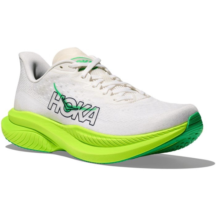 Hoka Mach 6 - Mens Running Shoes - White/Neon Lime