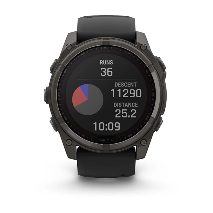 Garmin Fenix 8 Solar 51mm Sapphire Edition Titanium Watch - Carbon Grey Titanium with Black/Pebble - Carbon Grey Titanium with Black/Pebble Grey Silicone Band - image 8