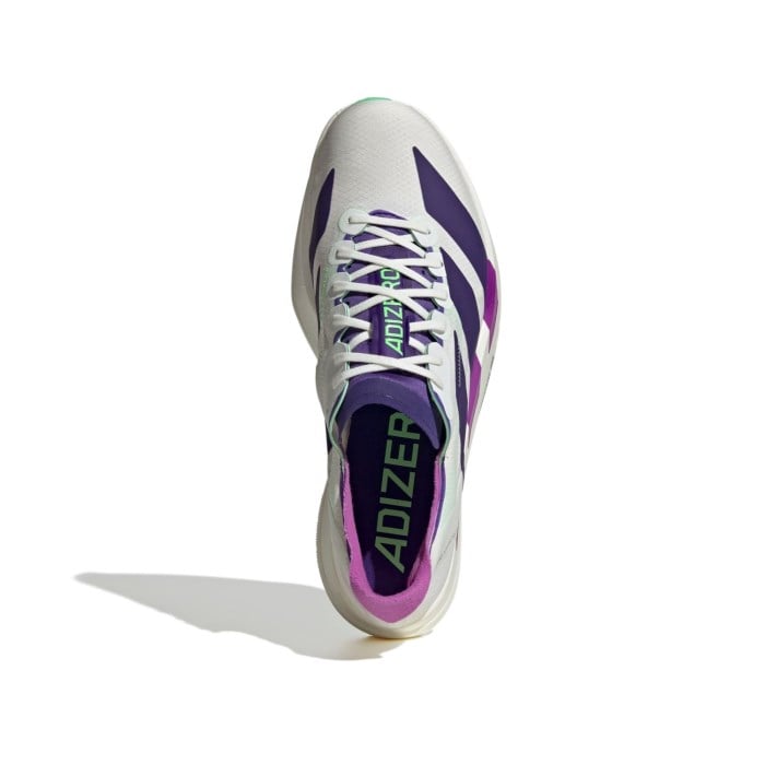 adidas Adizero Adios Pro 4 - Mens Racing Shoes - Cloud White/Collegiate Purple/Lime Burst
