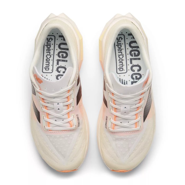 New Balance FuelCell SuperComp Elite v4 - Womens Road Racing Shoes - White/Angora/Hot Mango