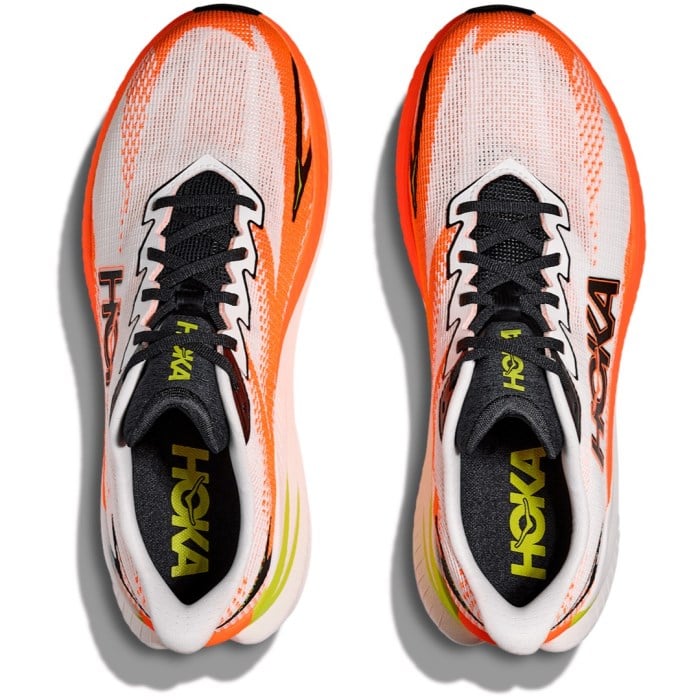 Hoka Mach X 3 - Mens Running Shoes - White/Neon Tangerine
