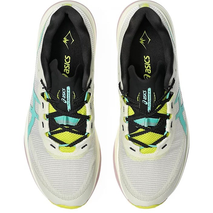 Asics Fuji Speed 4 - Mens Trail Running Shoes - Light Dust/Aurora Green