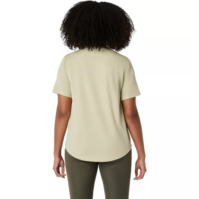 Asics Silver Short Sleeve Running T-Shirt - Womens Running Clothing - Khaki