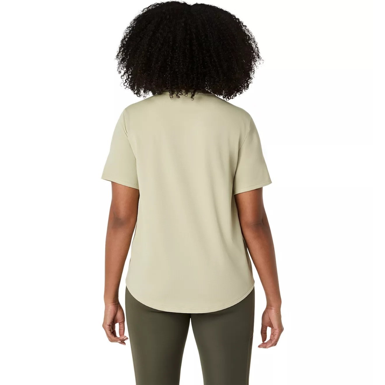 Asics Silver Short Sleeve Running T-Shirt - Womens Running Clothing - Khaki