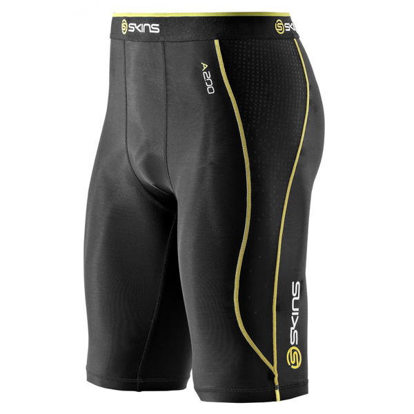 Skins A200 Mens Compression Half Tights - Black/Yellow