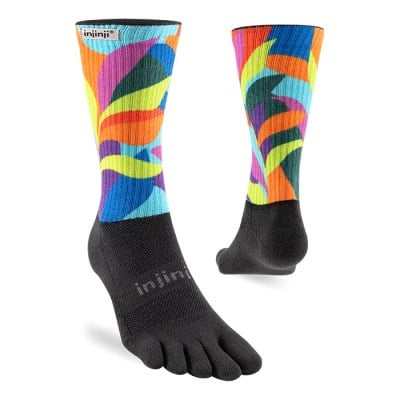 Injinji Spectrum Trail Midweight Unisex Crew Running Socks - Verdure
