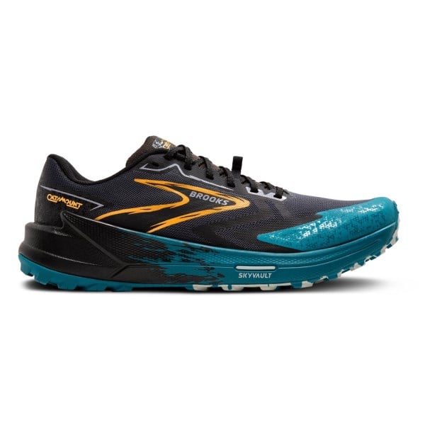 Brooks Catamount 3 - Mens Trail Running Shoes - Ebony/Mosaic Blue/Orange