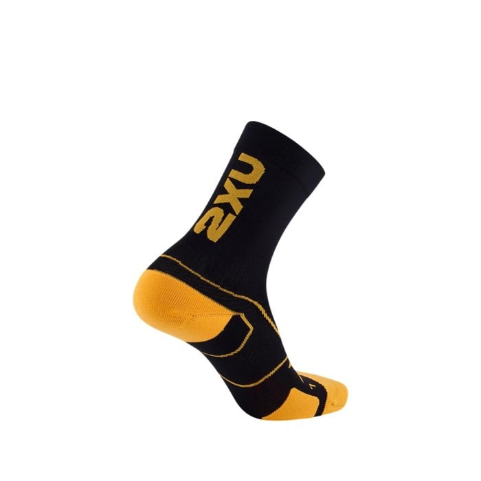2XU Vectr Cushion Crew - Unisex Running Socks - Black/Solar Orange