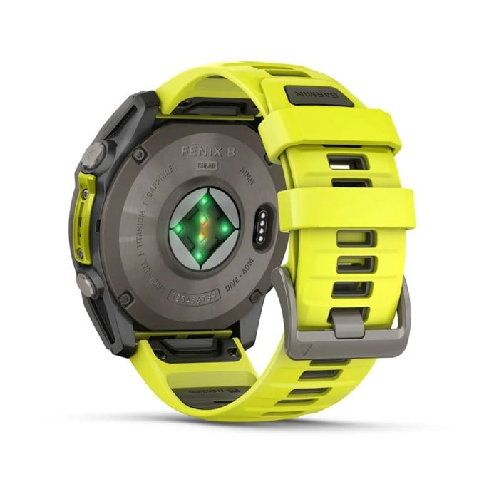 Garmin Fenix 8 Solar 51mm Sapphire Edition Titanium Watch - Amp Yellow/Graphite Silicone Band - image 7