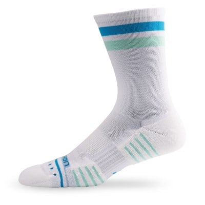 Lightfeet Performance 2 Stripes Unisex Crew Running Socks - Glacier/Blue/White