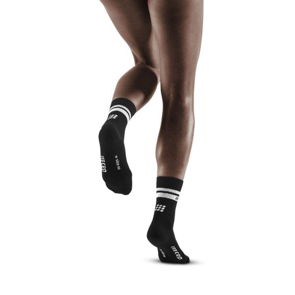 CEP Classic 80s Mid Cut Compression Socks - Black/White