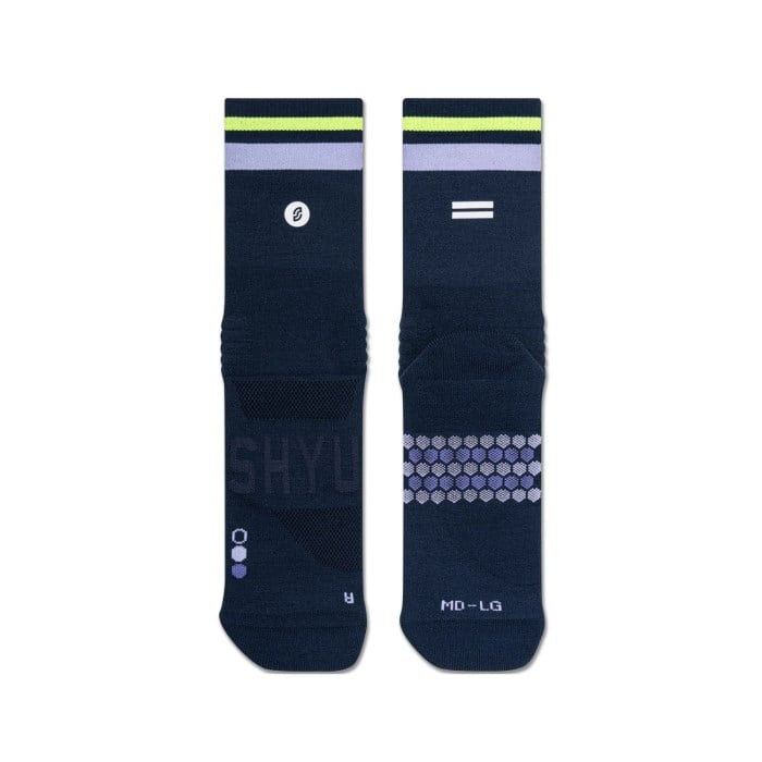 SHYU Quarter Crew Racing Socks - Midnight/Mauve/Neon