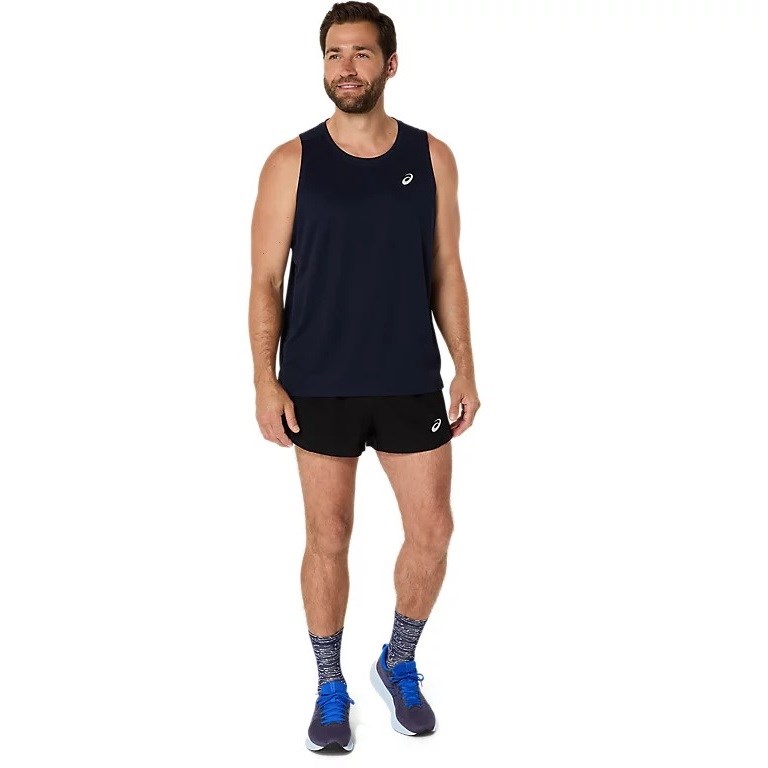 Asics Silver Mens Running Tank Top - Midnight