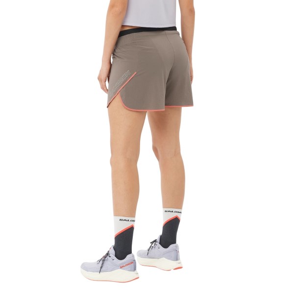 Salomon Sense Aero 5 Inch Womens Running Shorts - Iron/Neon Flame