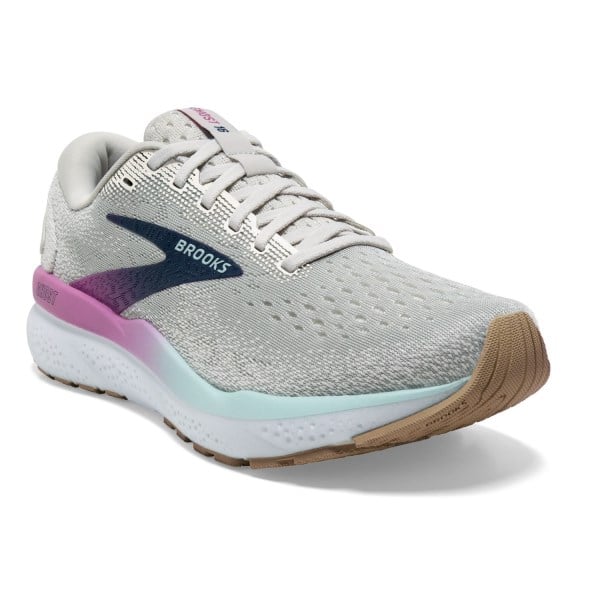 Brooks Ghost 16 - Womens Running Shoes - White/Grey/Estate Blue