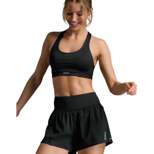 2XU Womens Aero Hi-Rise 2-in-1 3in Shorts - Black/Silver Reflective