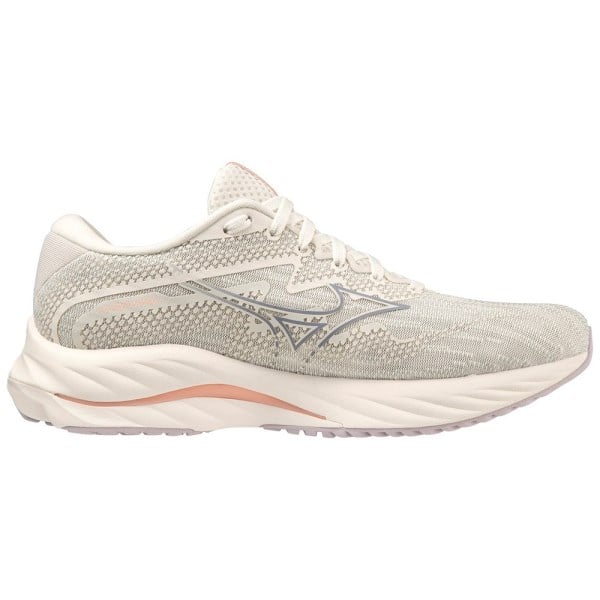 Mizuno Wave Rider 27 - Womens Running Shoes - Snow White/Silver Bullet/Thistle