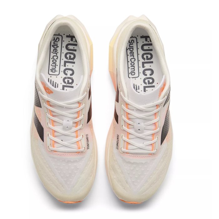 New Balance FuelCell SuperComp Elite v4 - Mens Road Racing Shoes - White/Angora/Hot Mango