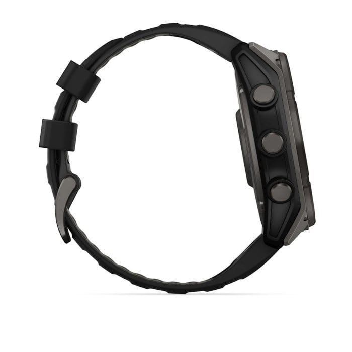 Garmin Fenix 8 Solar 51mm Sapphire Edition Titanium Watch - Carbon Grey Titanium with Black/Pebble - Carbon Grey Titanium with Black/Pebble Grey Silicone Band - image 7