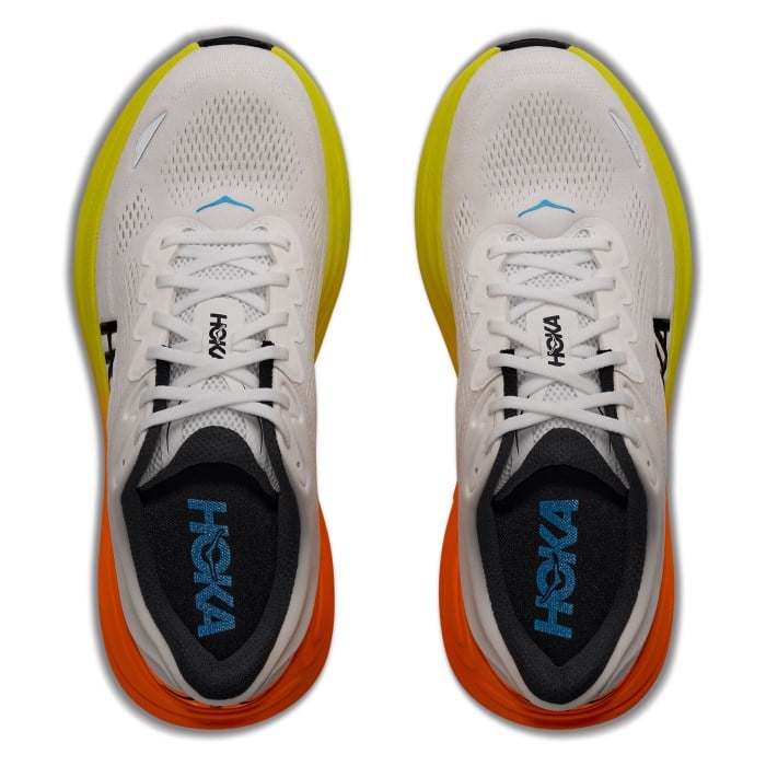 Hoka Bondi 9 - Mens Running Shoes - White/Neon/Tangerine - image 2