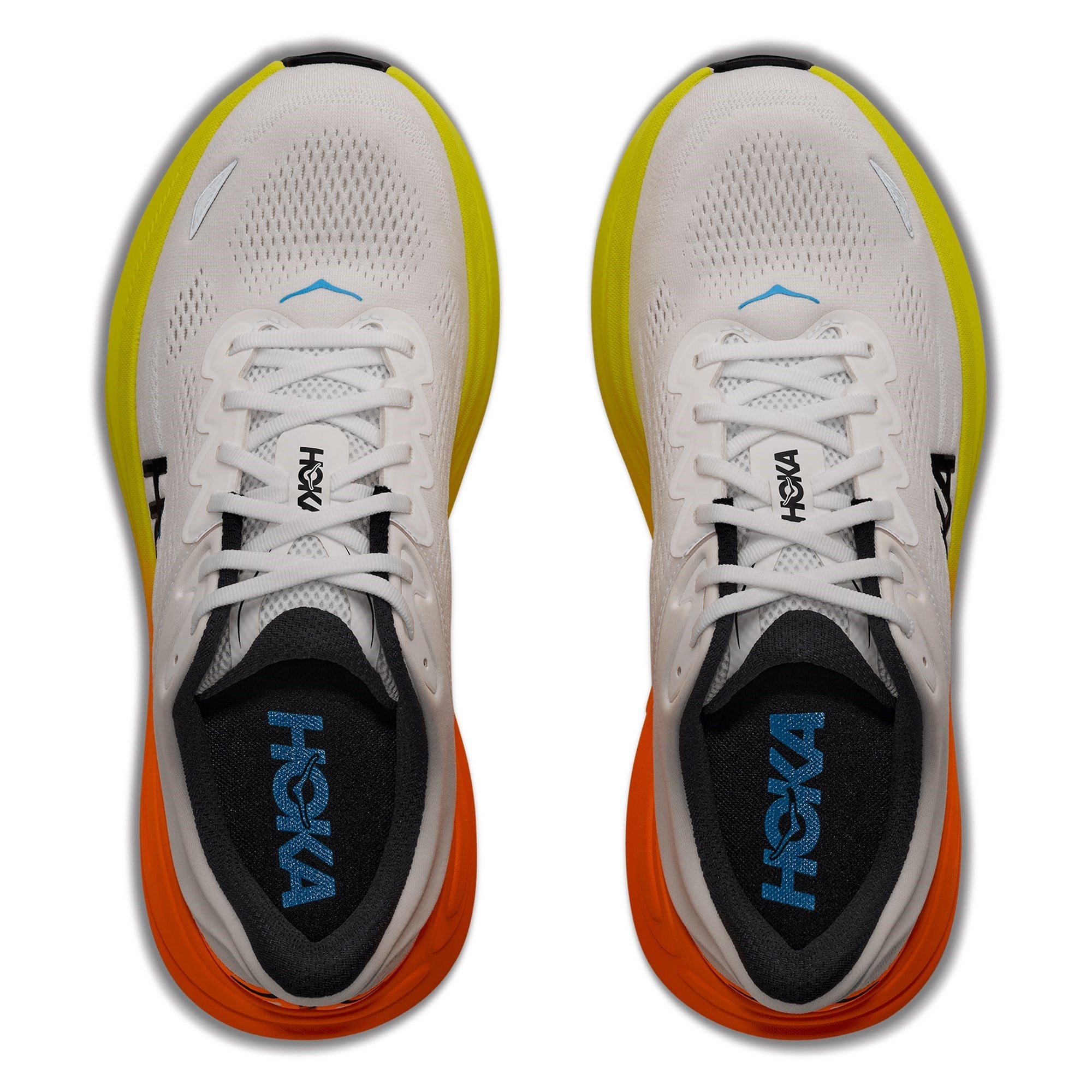 Hoka Bondi 9 - Mens Running Shoes - White/Neon/Tangerine - image 2
