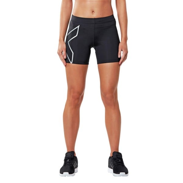 2XU 5 Inch Womens Compression Shorts - Black/Silver