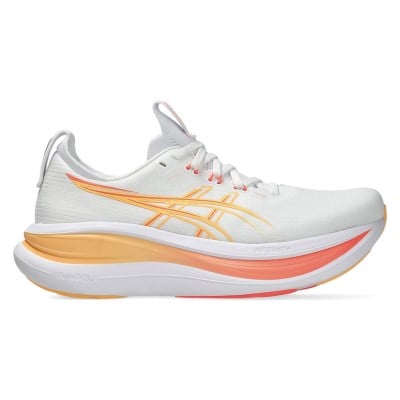 Asics Gel Nimbus 28 - Womens Running Shoes - White/Coral Sun