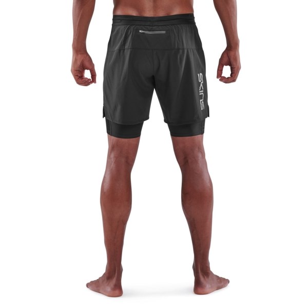 Skins Series-3 Superpose 2-In-1 Mens Compression Half Tights - Black