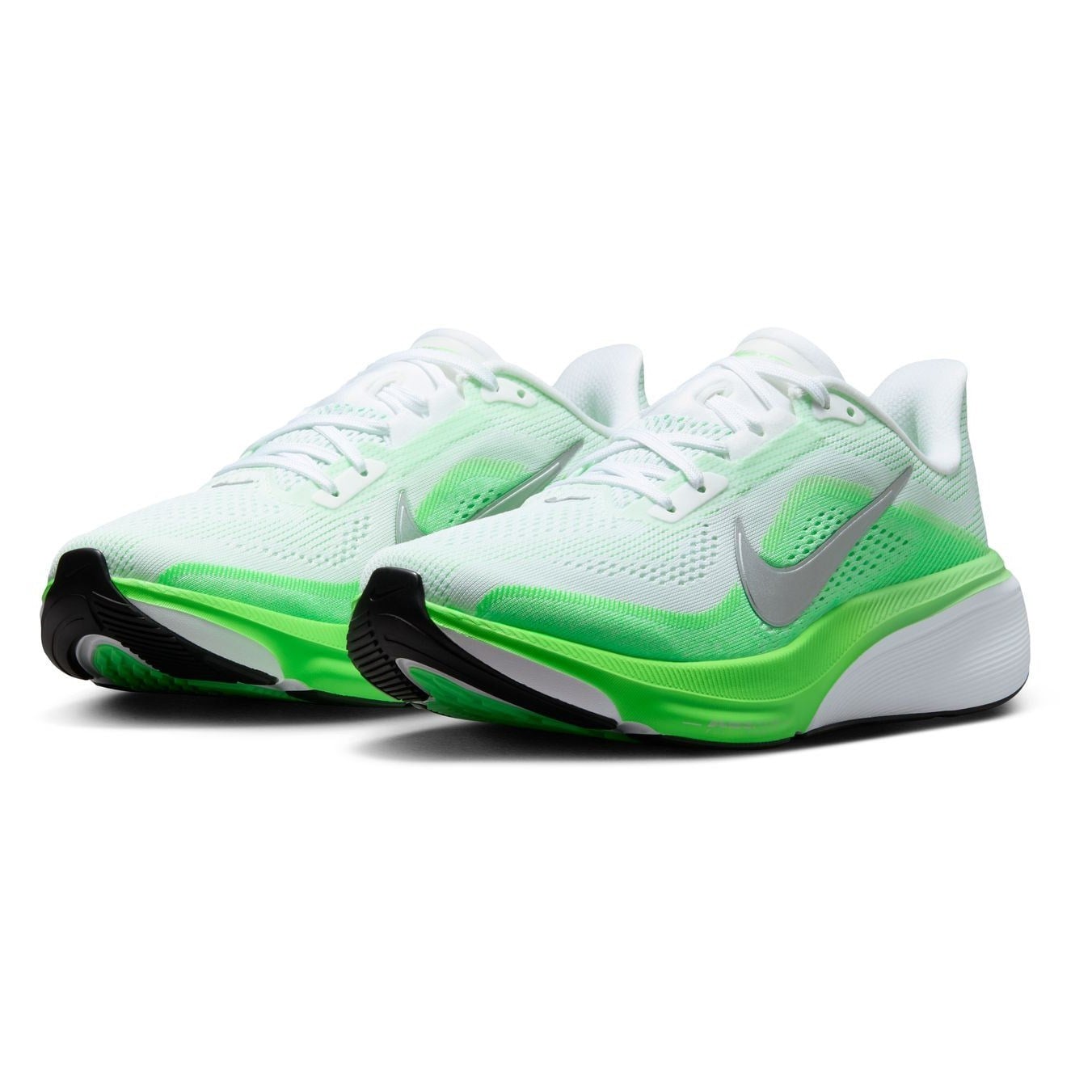 Nike Pegasus 42 - Womens Running Shoes - White/Metallic Silver/Green Strike - image 2