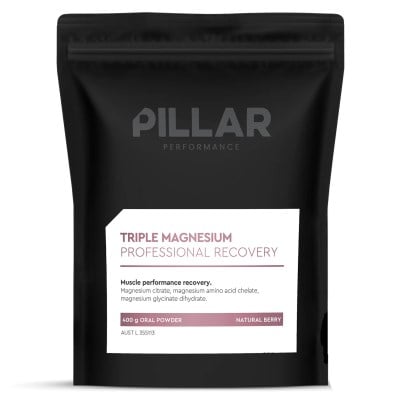 PILLAR Triple Magnesium Professional Recovery Powder - Natural Berry - 400g Pouch Bag