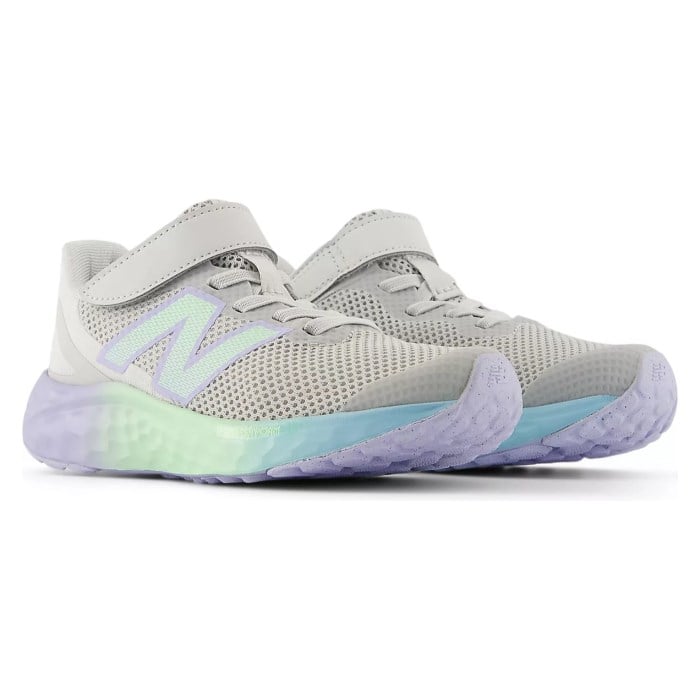 New Balance Fresh Foam Arishi v4 Velcro- Kids Running Shoes - Grey Matter/Daybreak/Cosmic Jade