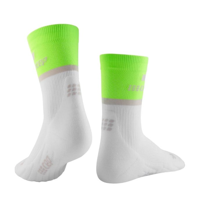 CEP The Run Mid Cut v4 Mens Running Socks - Green/White